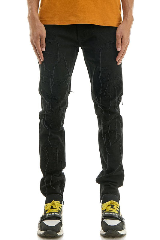 Black / 28 Men Skinny Slim Long Denim Jeans Pants