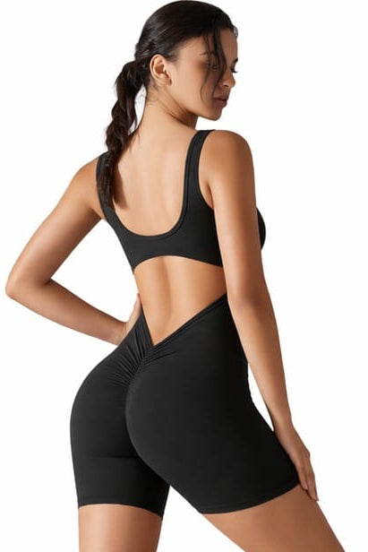 outfit Black / Small Women Activewear Shorts Gym Yoga Pilates Premium Scrunch Fashion Romper