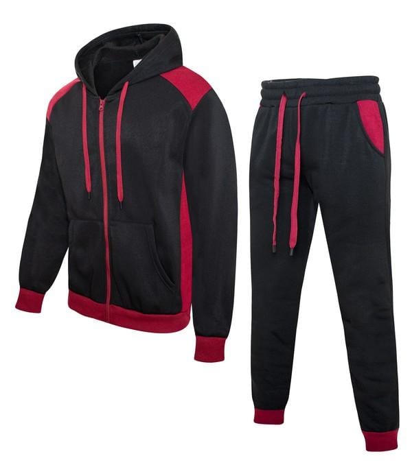 Small / Black Men Fleece Comfort Set Active Essentials 2 Piece Set Outfit Hoodie Jogger tracksuit hoodie