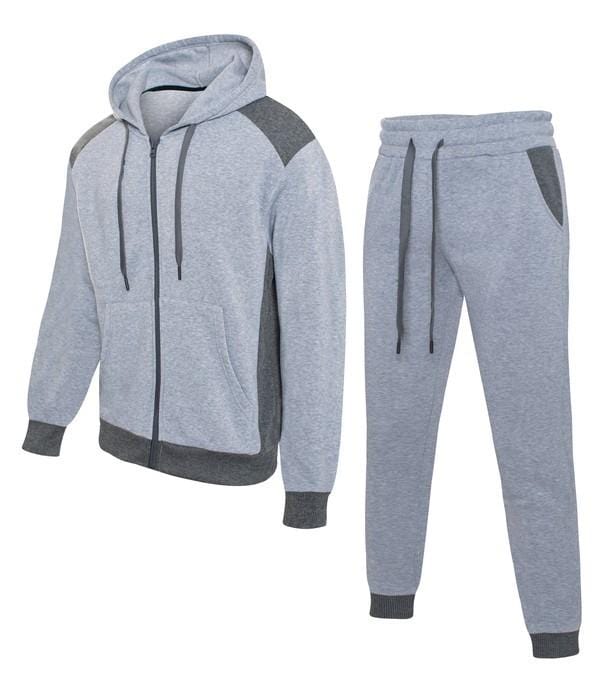 Small / Gray Men Fleece Comfort Set Active Essentials 2 Piece Set Outfit Hoodie Jogger tracksuit hoodie