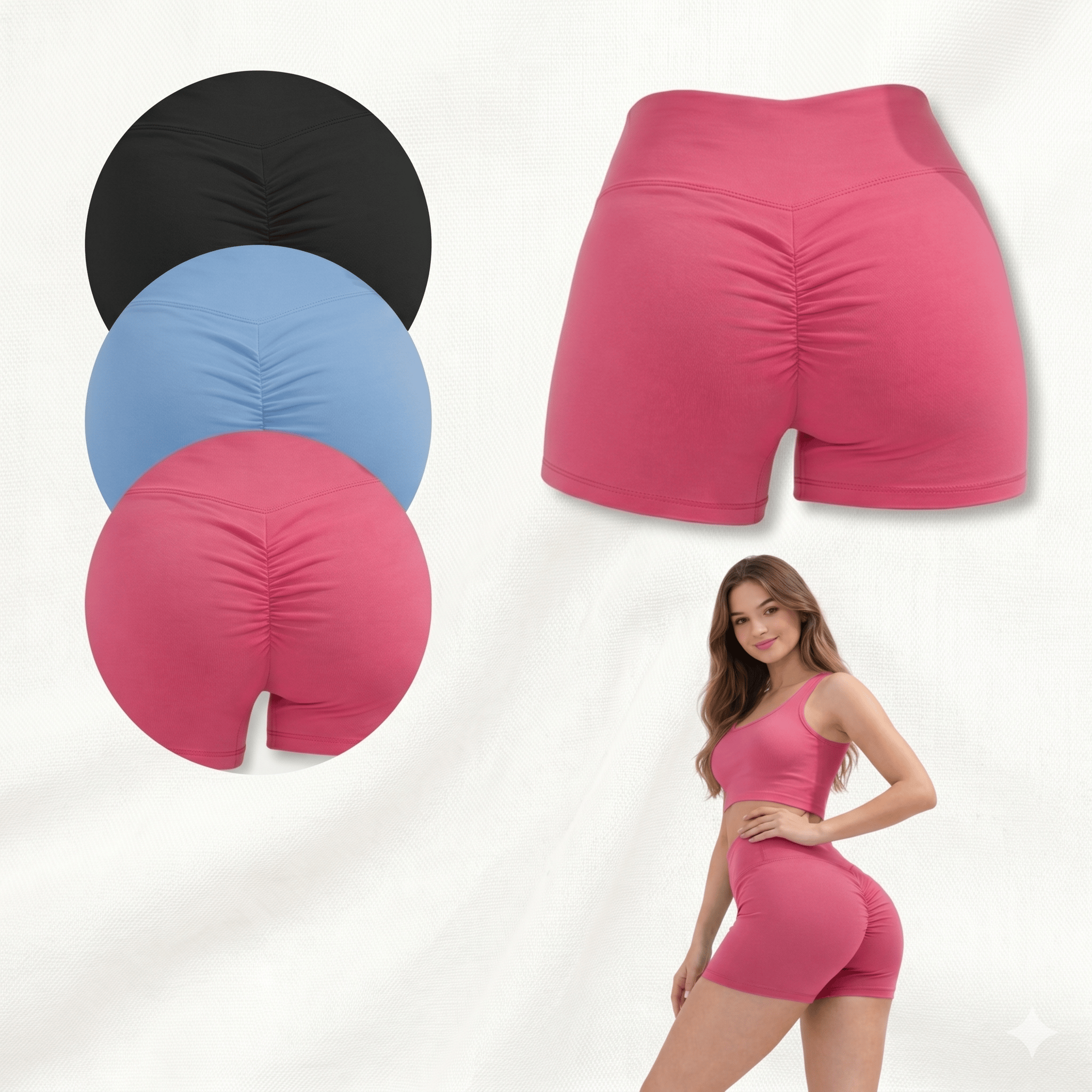 Activewear Set 3 Color Pack Women Activewear Sports Shorts Yoga Pilates Gym Workout Fitted