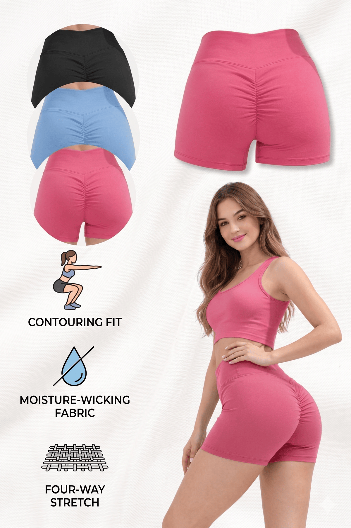 Activewear Set Small Women Activewear Sports Shorts 3 Color Bundle Pack