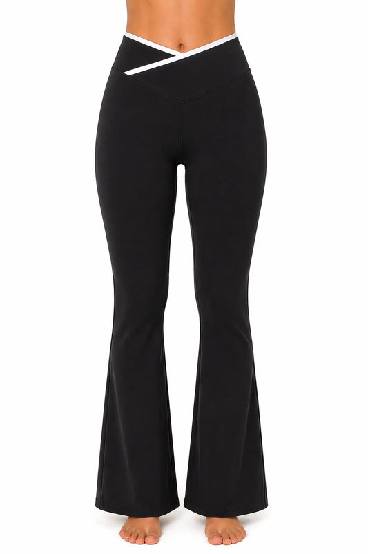 Activewear Set Small Women Cross Waist Flare Yoga Workout Pants