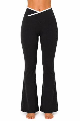 Activewear Set Small Women Cross Waist Flare Yoga Workout Pants