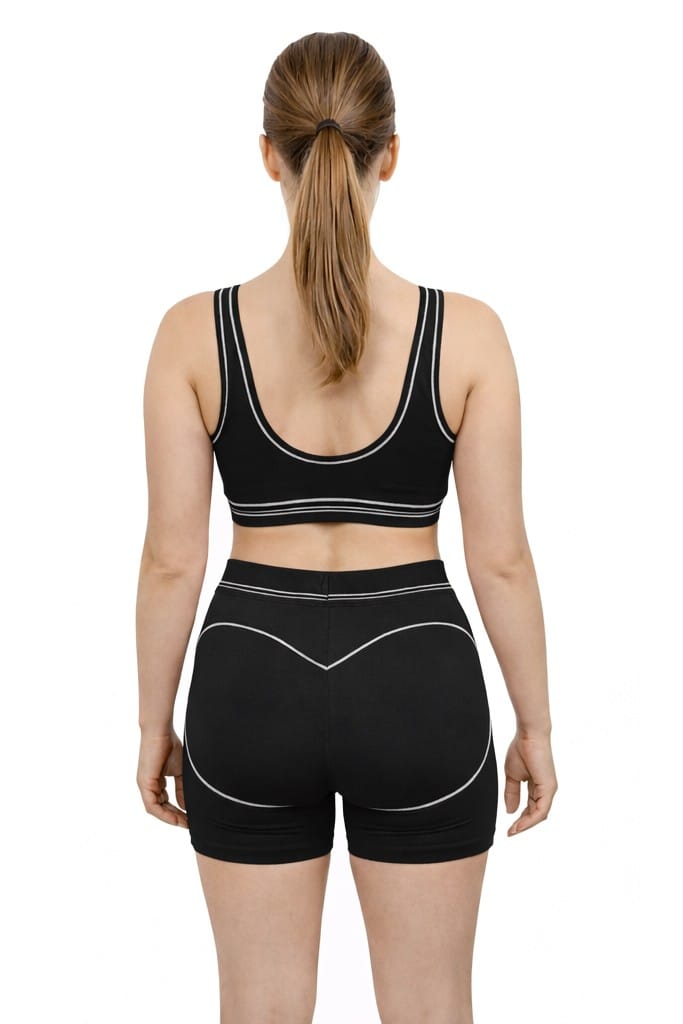 Activewear Set Women Activewear White Trim Sports Bra With Matching Shorts Set