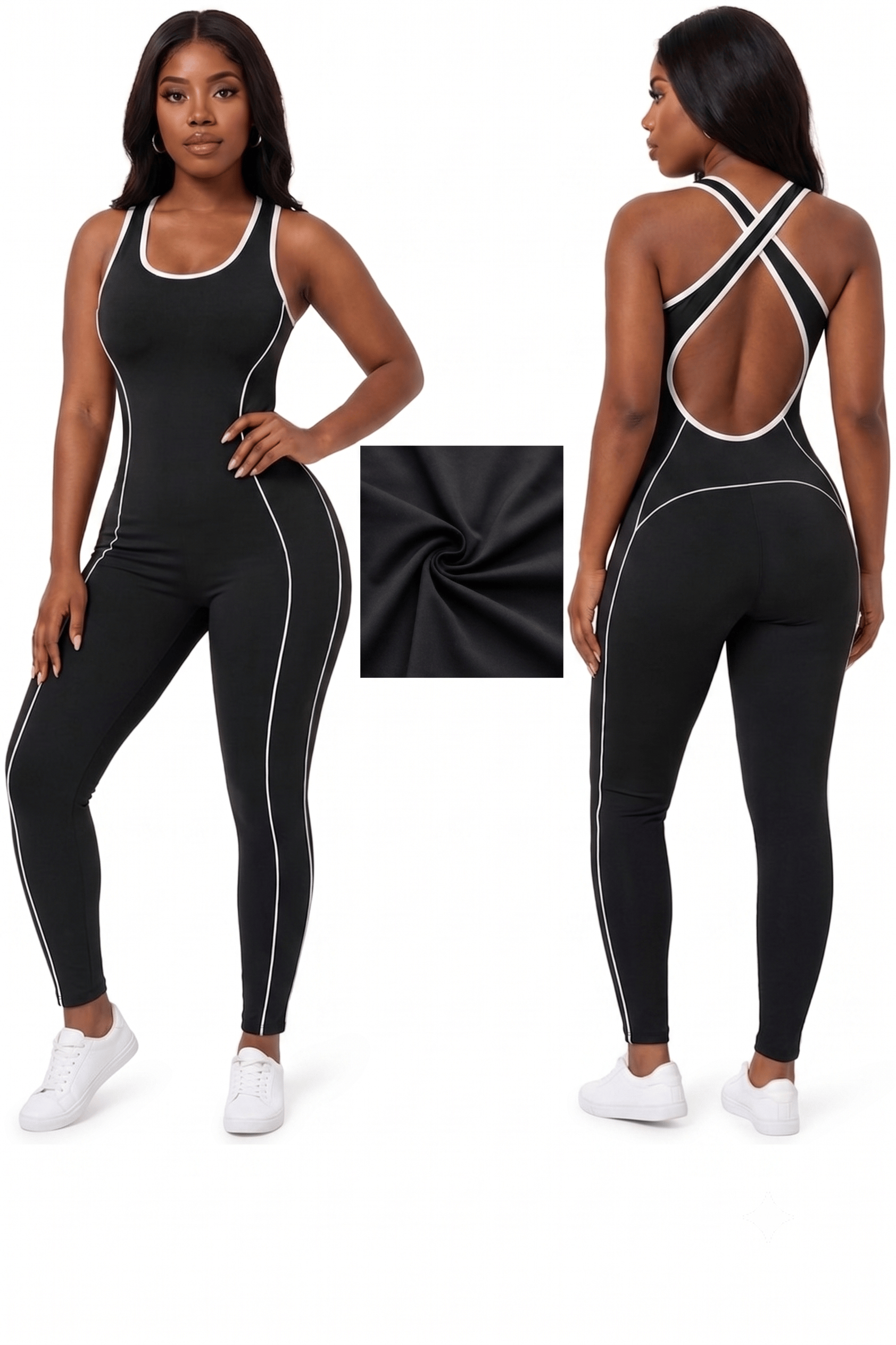 Activewear Set Women Bodysuit Jumpsuit Romper Full Length Long Halter Open Back Active Wear workout