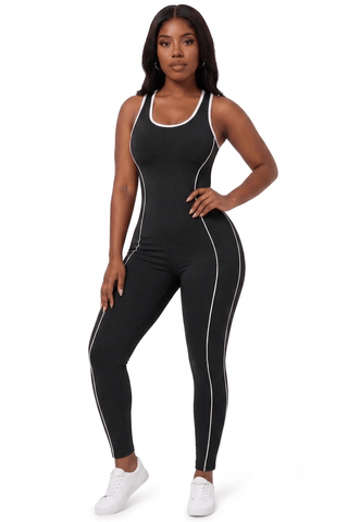 Activewear Set Women Bodysuit Jumpsuit Romper Full Length Long Halter Open Back Active Wear workout