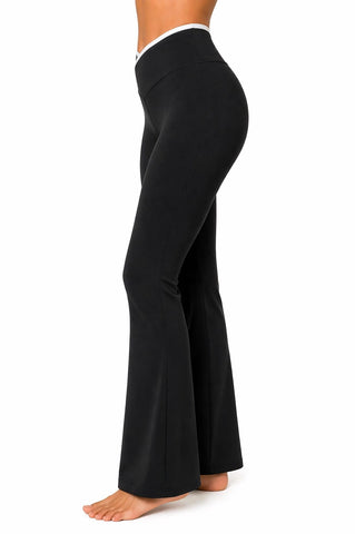 Activewear Set Women Cross Waist Flare Yoga Workout Pants