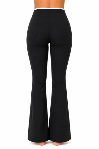 Activewear Set Women Cross Waist Flare Yoga Workout Pants