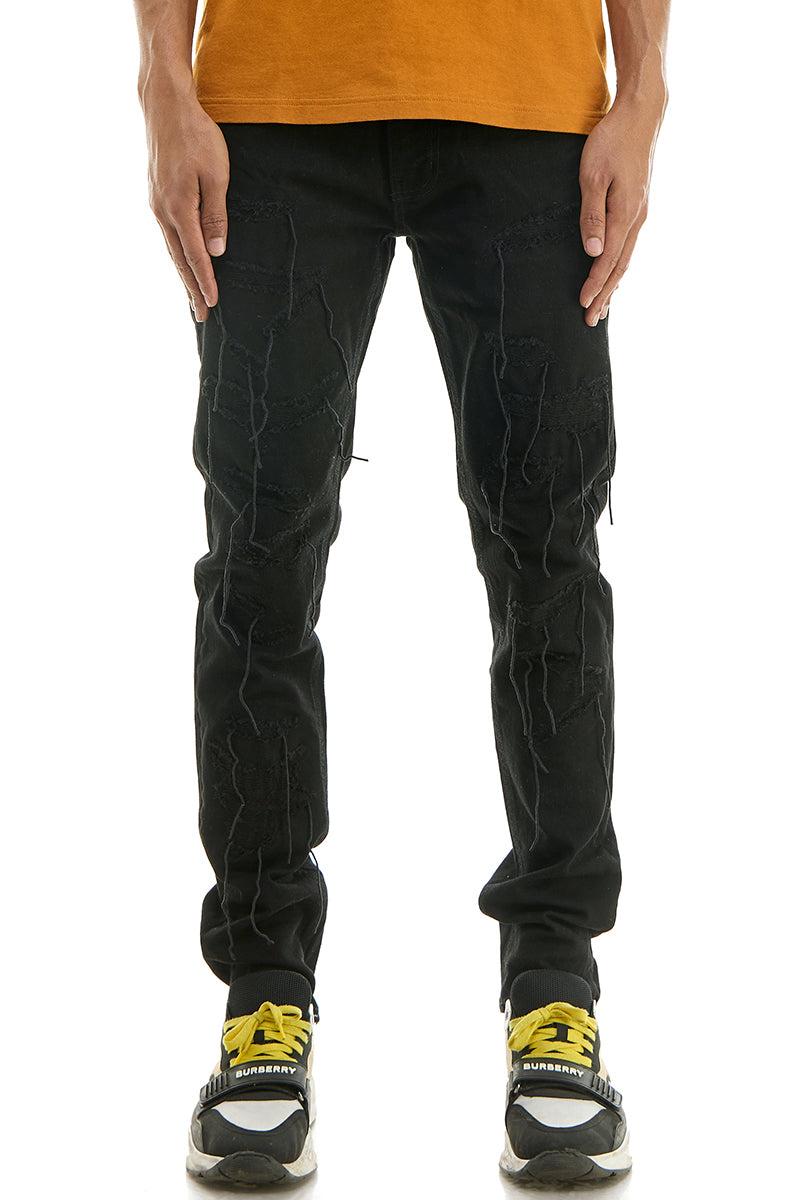 Black / 28 Men Skinny Slim Long Denim Jeans Pants