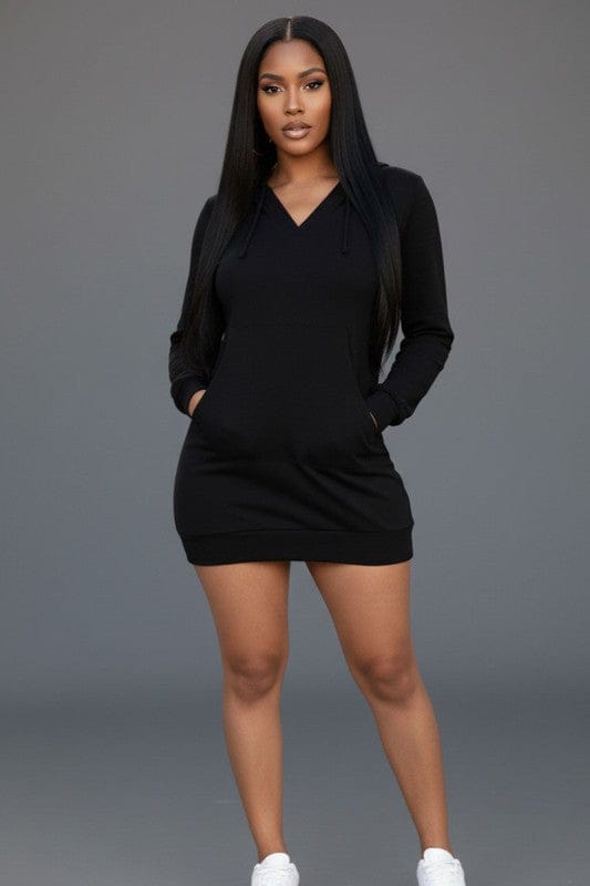Black / S French Terry Hoodie Dress