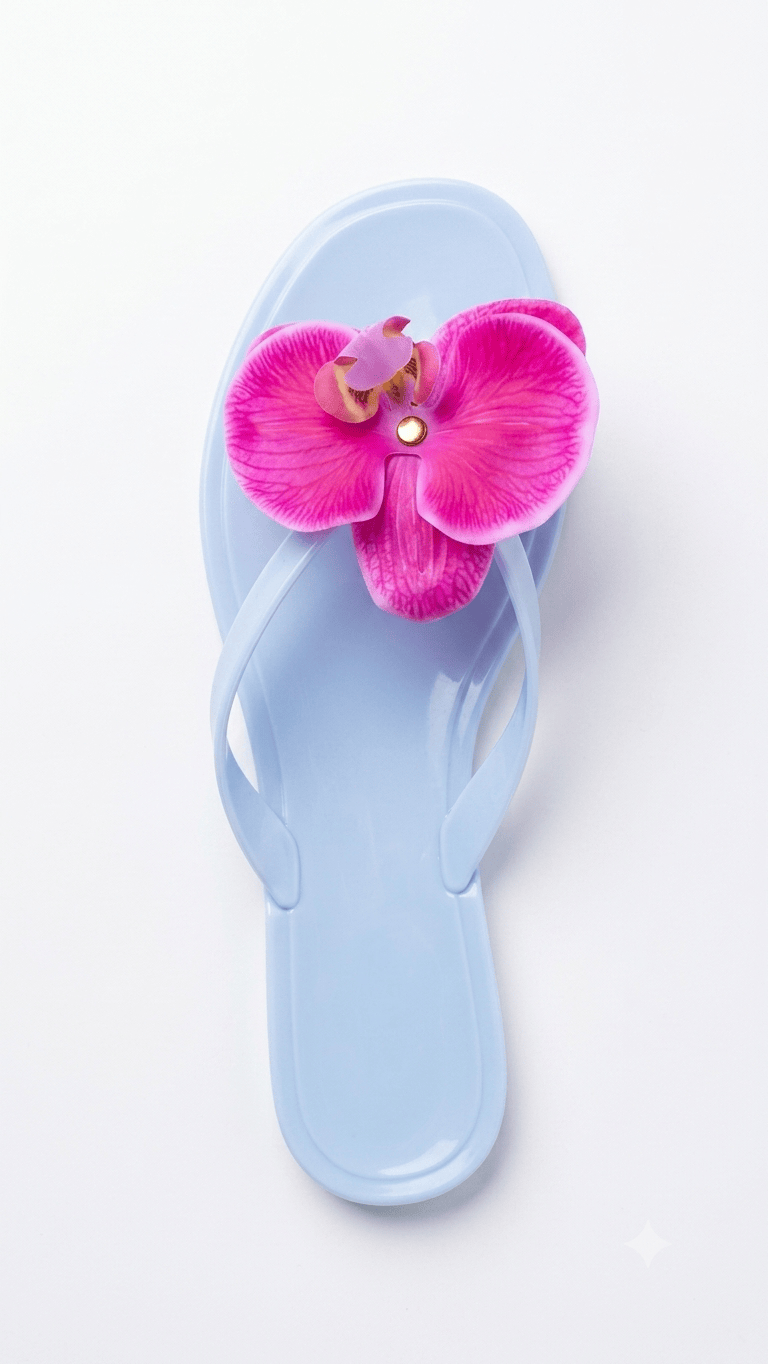 Blue / 5 Women Jelly Flower PU Summer Flat Sippers Sandals Slides