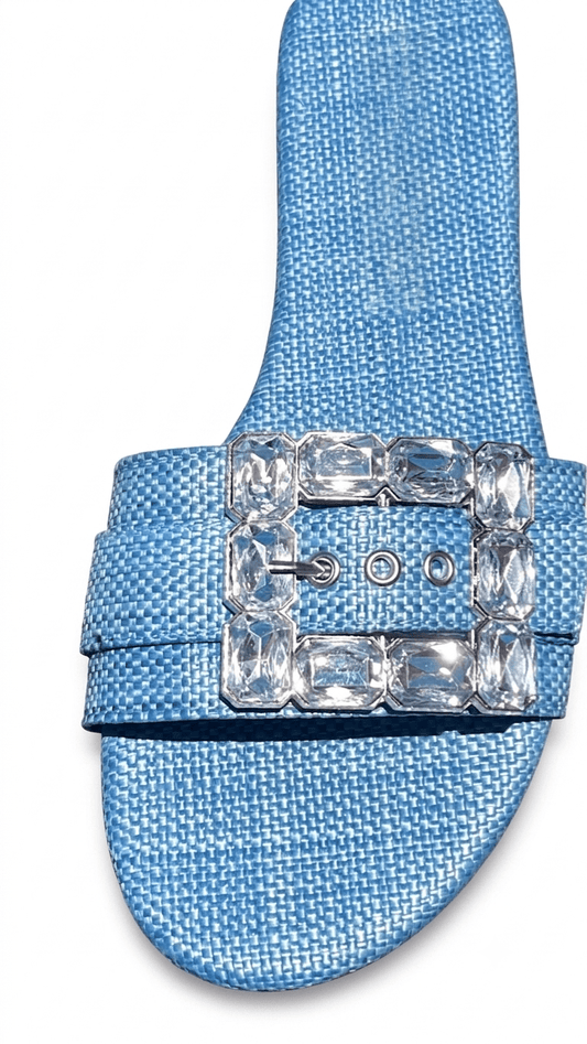 Blue / 7.5 Women Fashion Flat Slides