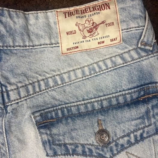 Jeans True Religion Short Distressed Light Blue Jeans