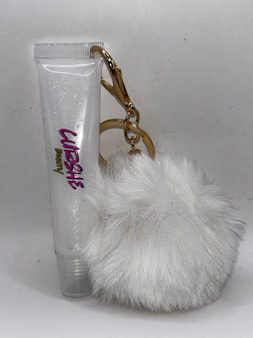 Lip Gloss Clear Curshe Beauty Lip Gloss Keychain – Fluffy Pom-Pom Lip Gloss