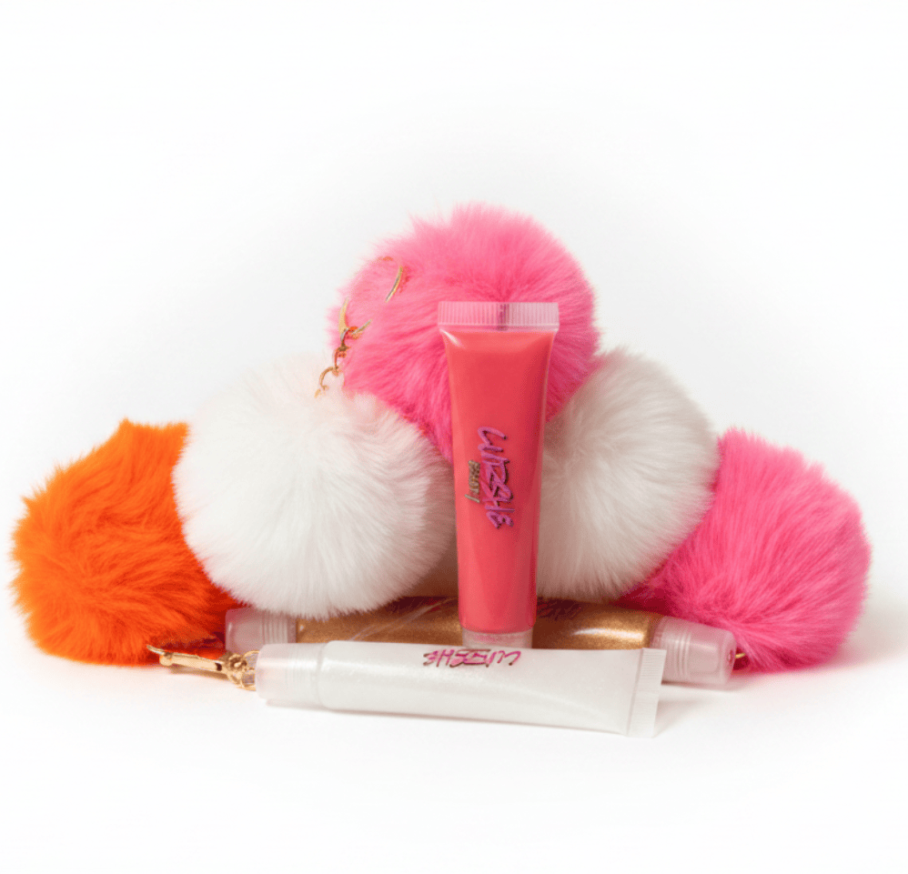 Lip Gloss Curshe Beauty Lip Gloss Keychain – Fluffy Pom-Pom Lip Gloss