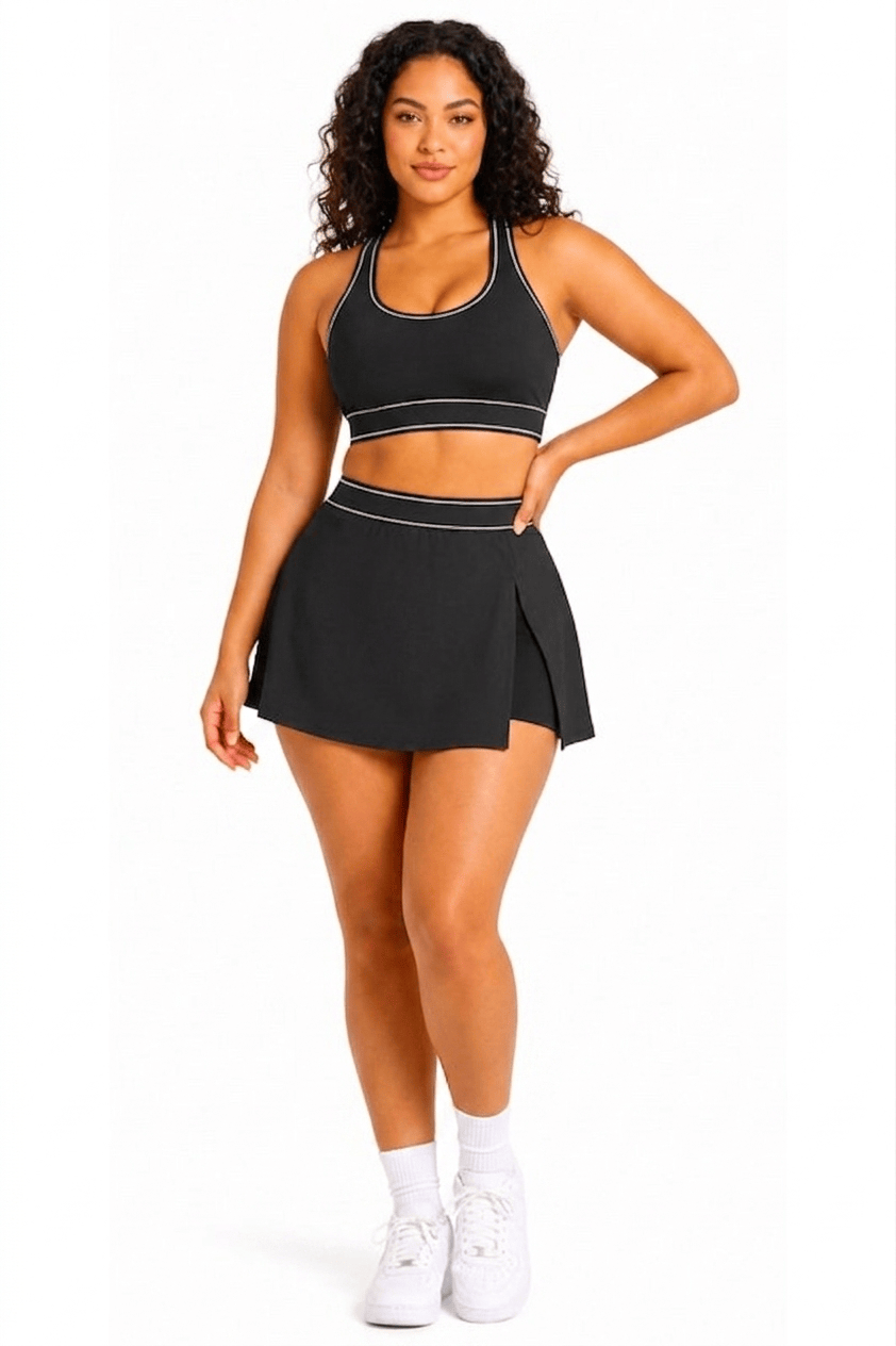 Medium Activewear Sports bra short tennis Skirt Set