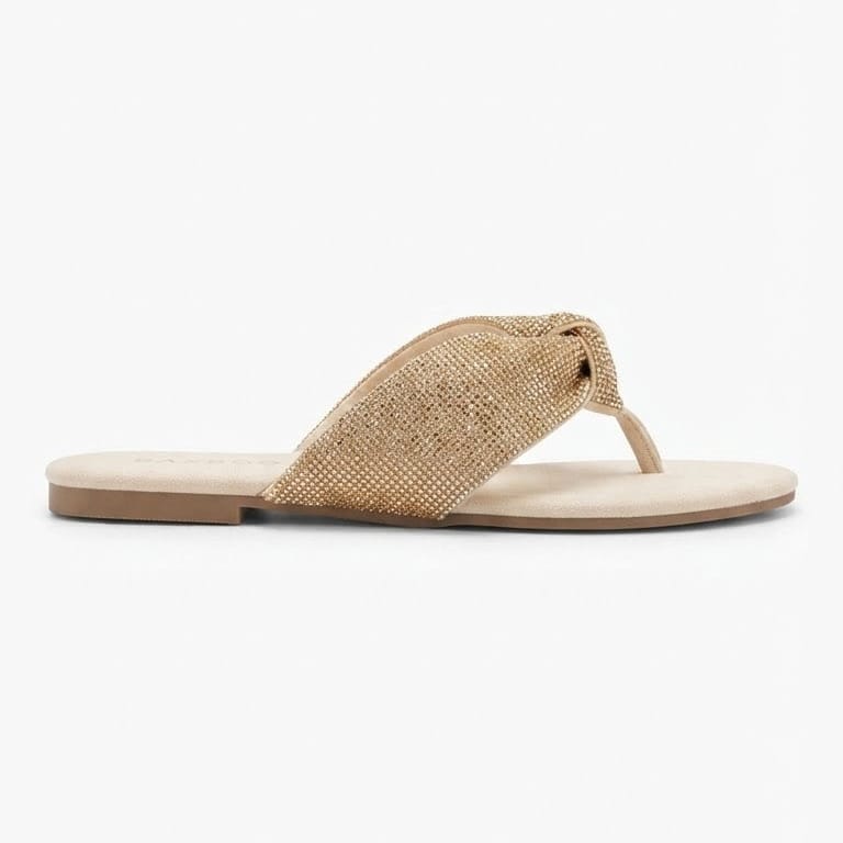 Shoes Bella Rhinestone Knotted Flat Sandals