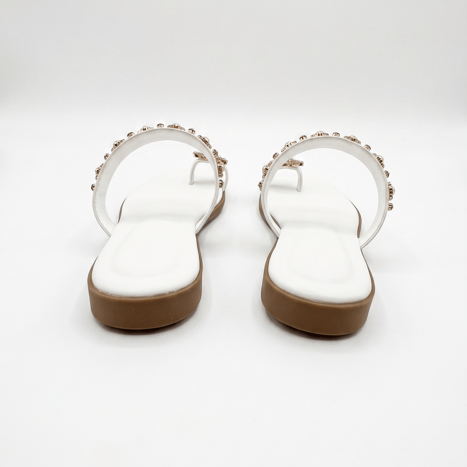 Sparkling Butterfly & Pearl Embellished Toe-Ring Flat Sandals