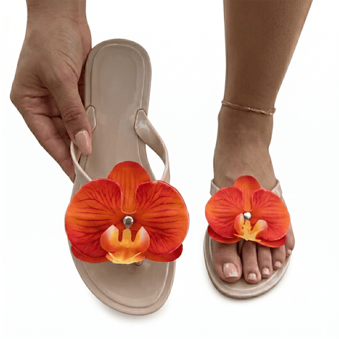 Women Jelly Flower PU Summer Flat Sippers Sandals Slides