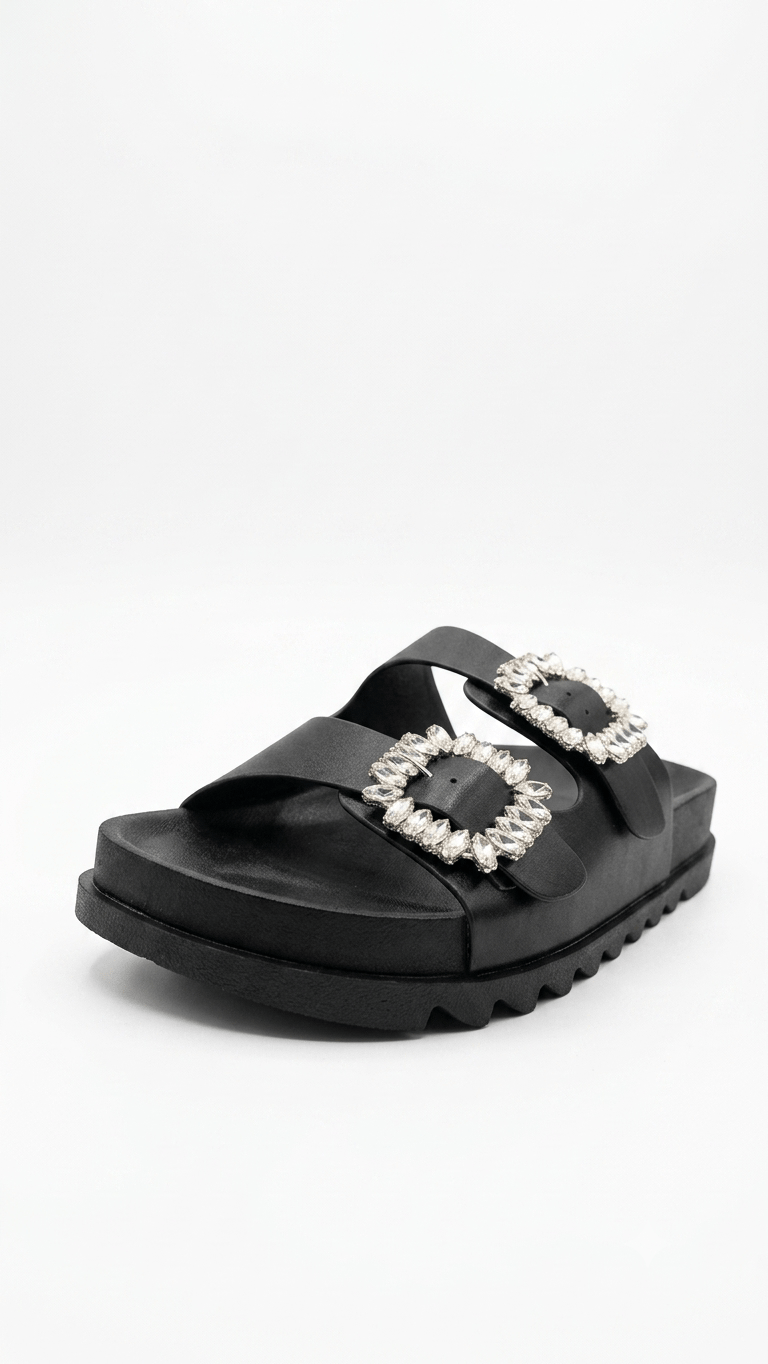 Women Rhinestone Side Buckle Sandals