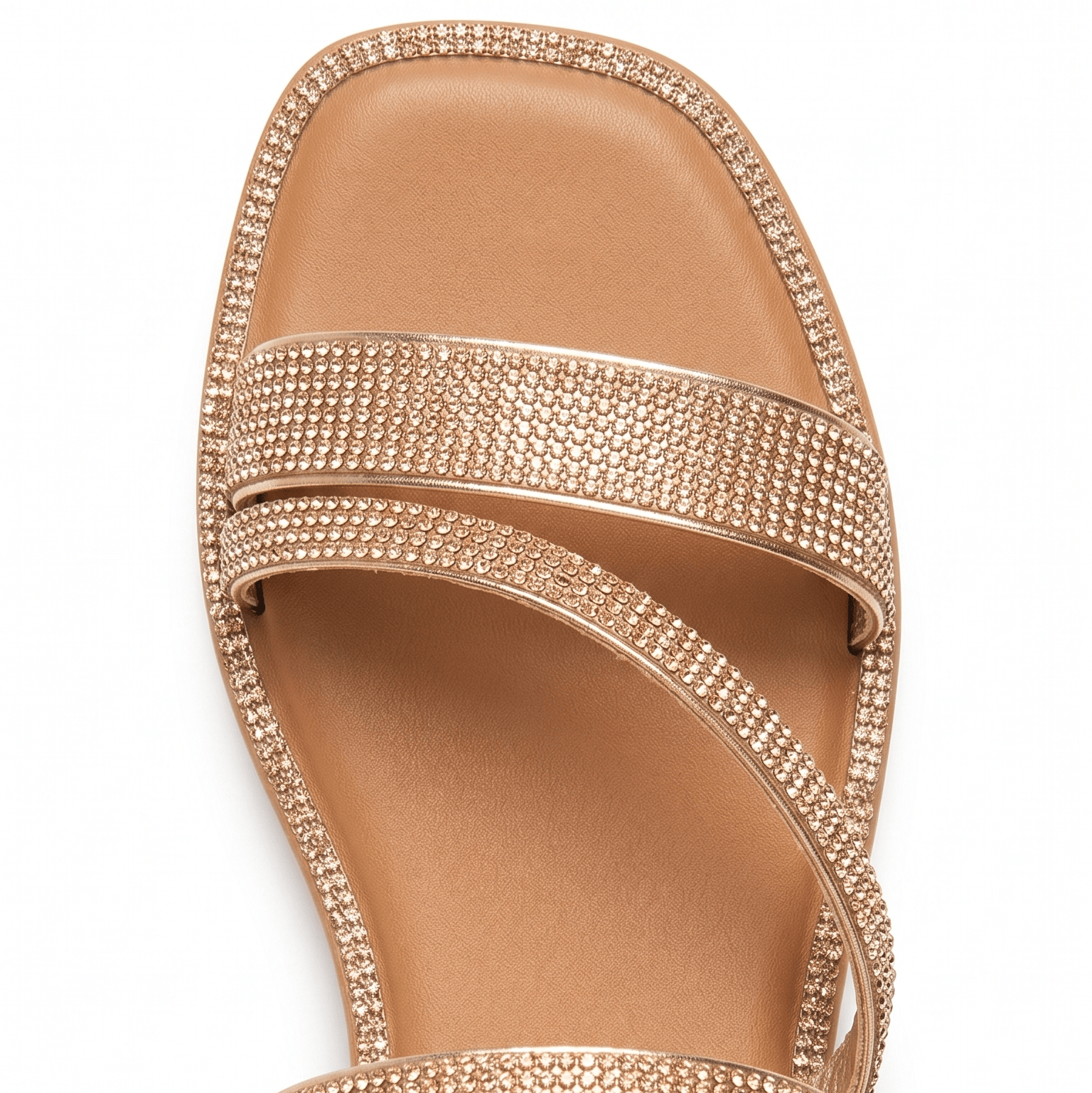 Women's Sparkly Strappy Flat Sandals – Bling Crystal Slip-on Slide Sandals for Summer